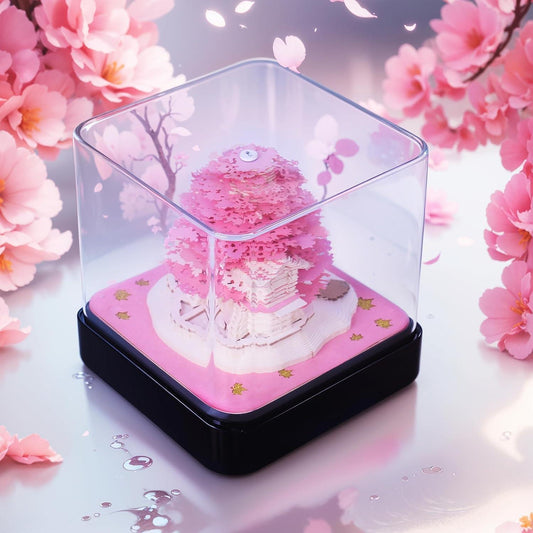 2024 3D Art Pink Sakura Tree Calendar Memo Pad / Rip Away Paper Carving Sticky DIY Note - Lasercutwraps Shop