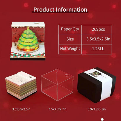 2024 3D Art Christmas Tree Calendar Memo Pad/ Rip Away Paper Carving Sticky DIY Note - Lasercutwraps Shop