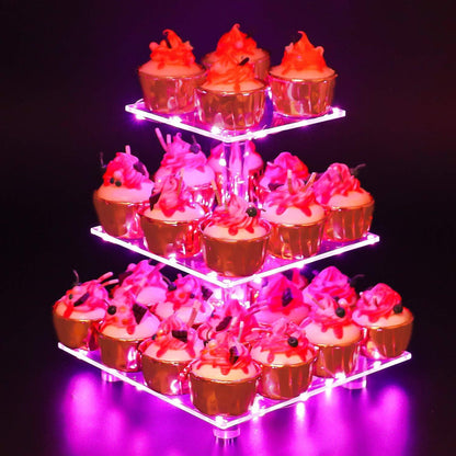 LED Cupcake Stand / Elegant Acrylic Display Tower for Birthdays, Weddings & Events - Lasercutwraps Shop