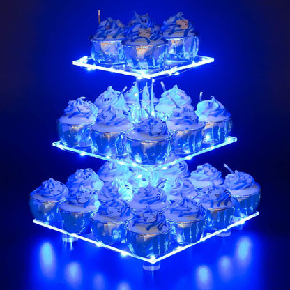 LED Cupcake Stand / Elegant Acrylic Display Tower for Birthdays, Weddings & Events - Lasercutwraps Shop