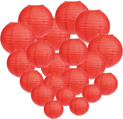 20 Pcs Red Paper Lanterns Chinese New Year Decorative Round Paper Lanterns for Spring Festival