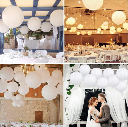 12 Inch White Round Paper Lanterns (10 Pack)