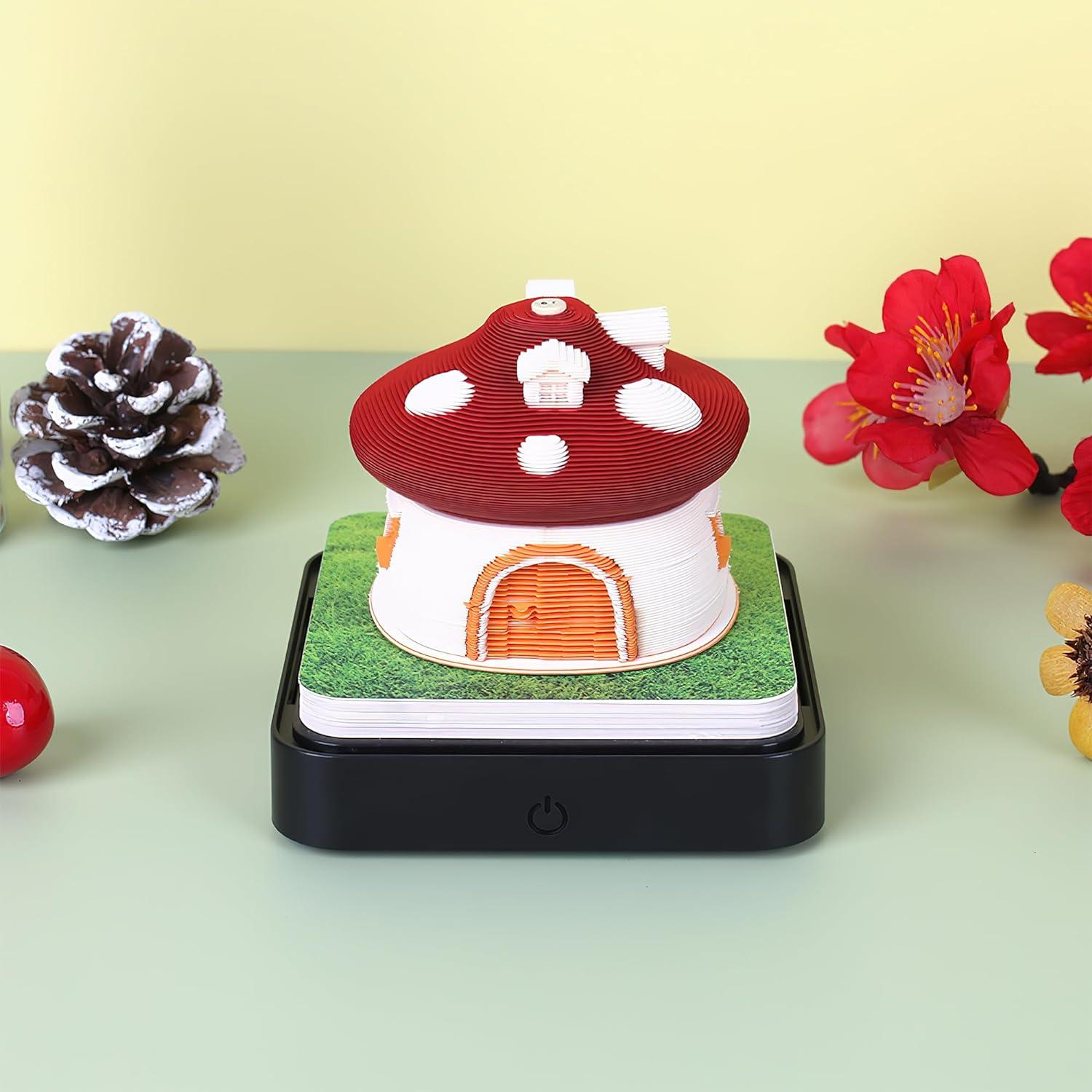 2024 3D Art Mushroom House Calendar Memo Pad/ Rip Away Paper Carving Sticky DIY Note - Lasercutwraps Shop