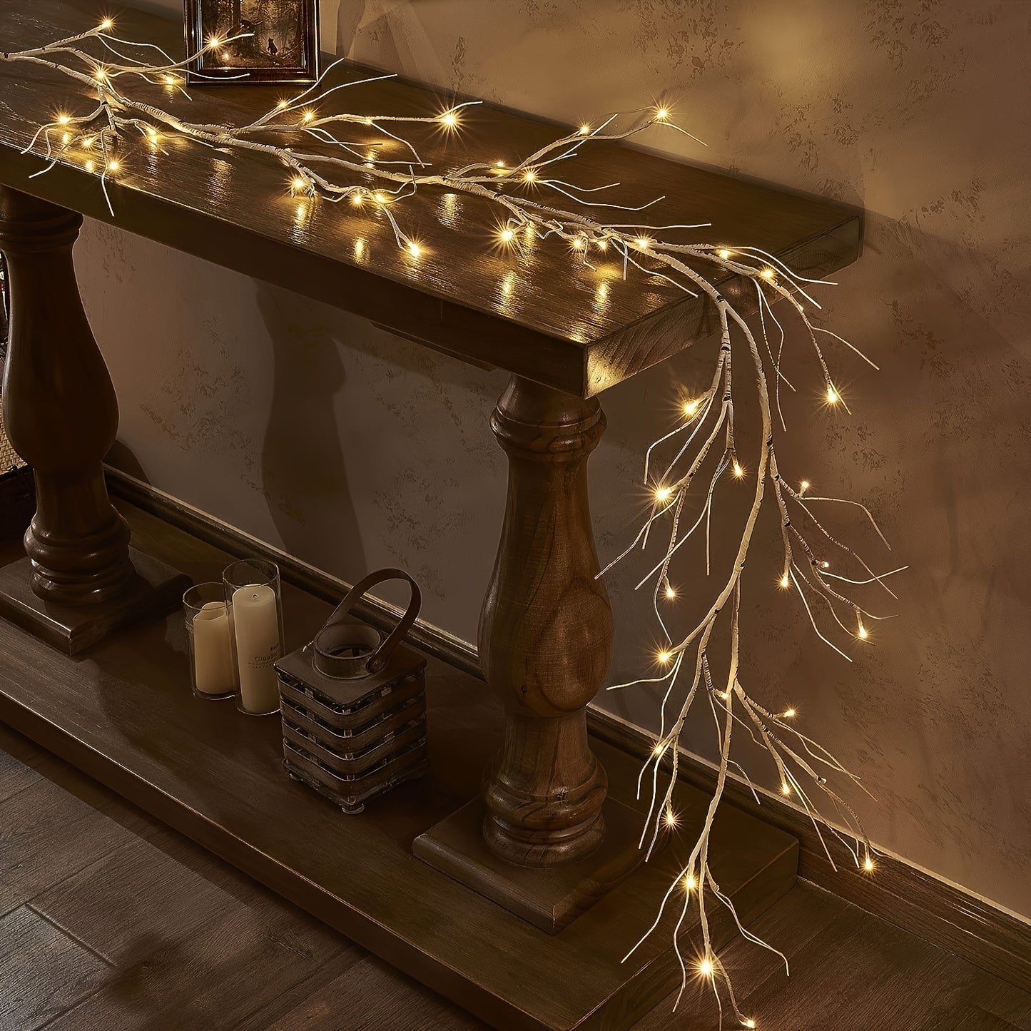 6ft Pre-Lit Birch Garland with 48 LEDs - Battery Operated, Smart remote & Timer Control