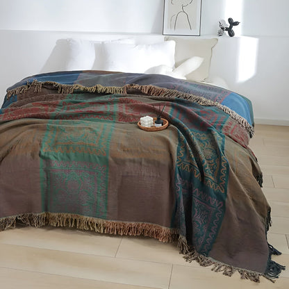 Mandala Tassel Cotton Throw Blanket