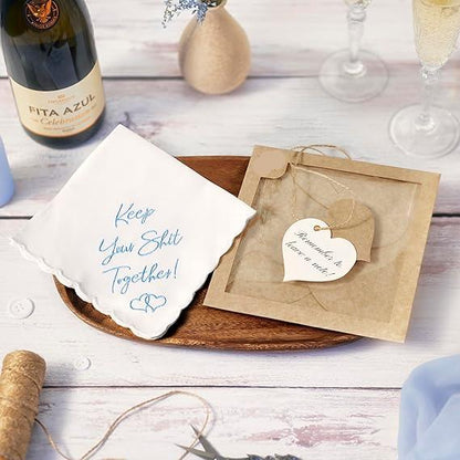 Something Blue Wedding Gift Embroidered Handkerchief | Keep Your Shit Together!