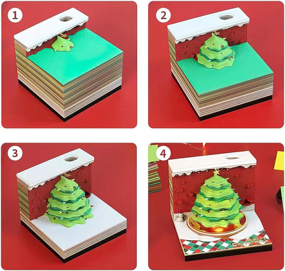 2024 3D Art Christmas Tree Calendar Memo Pad/ Rip Away Paper Carving Sticky DIY Note - Lasercutwraps Shop