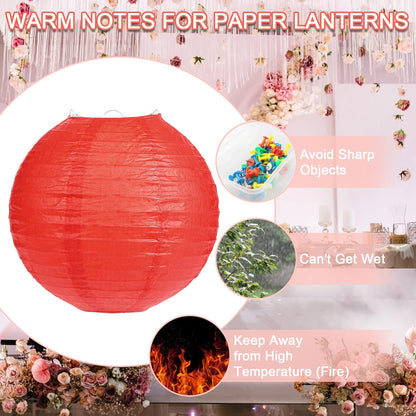 20 Pcs Red Paper Lanterns Chinese New Year Decorative Round Paper Lanterns for Spring Festival