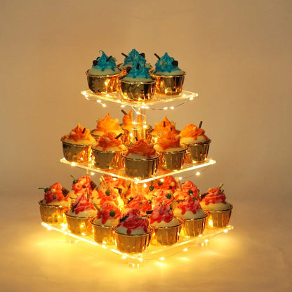 LED Cupcake Stand / Elegant Acrylic Display Tower for Birthdays, Weddings & Events - Lasercutwraps Shop