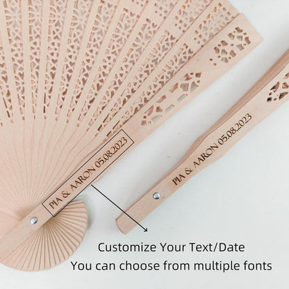 Wedding Fans 50Pcs Personalized Folding Hand Fans Custom Sandalwood Wedding Fans Wedding Favors - Lasercutwraps Shop