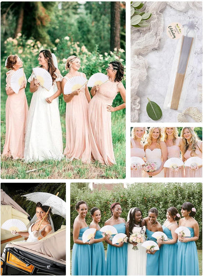 50pcs Wedding Hand Fans with Thank You Tags & Gift Bags, Paper Fans for Wedding Favors Bridal Shower Gift - Lasercutwraps Shop