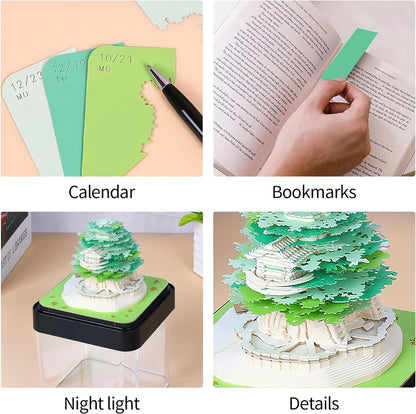 2024 3D Art Sakura Tree Calendar Memo Pad - Rip Away Paper Carving Sticky DIY Note - Lasercutwraps Shop