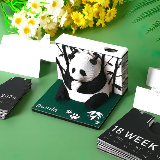 2024 3D Art Panda Calendar Memo Pad / Rip Away Paper Carving Sticky DIY Note - Lasercutwraps Shop
