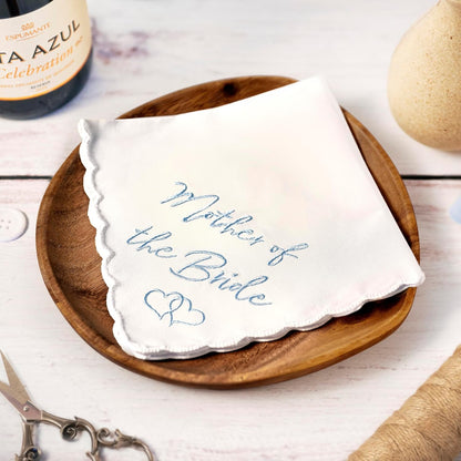 Something Blue for Bride on Wedding Day - Mother of the Bride Gifts, Bridal Wedding Hankie - Mom Handkerchief