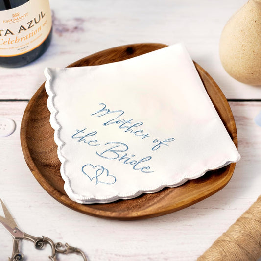 Something Blue for Bride on Wedding Day - Mother of the Bride Gifts, Bridal Wedding Hankie - Mom Handkerchief