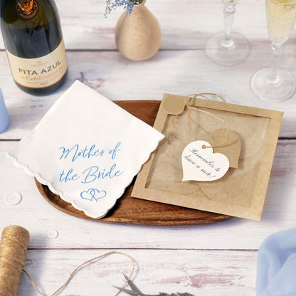 Something Blue for Bride on Wedding Day - Mother of the Bride Gifts, Bridal Wedding Hankie - Mom Handkerchief