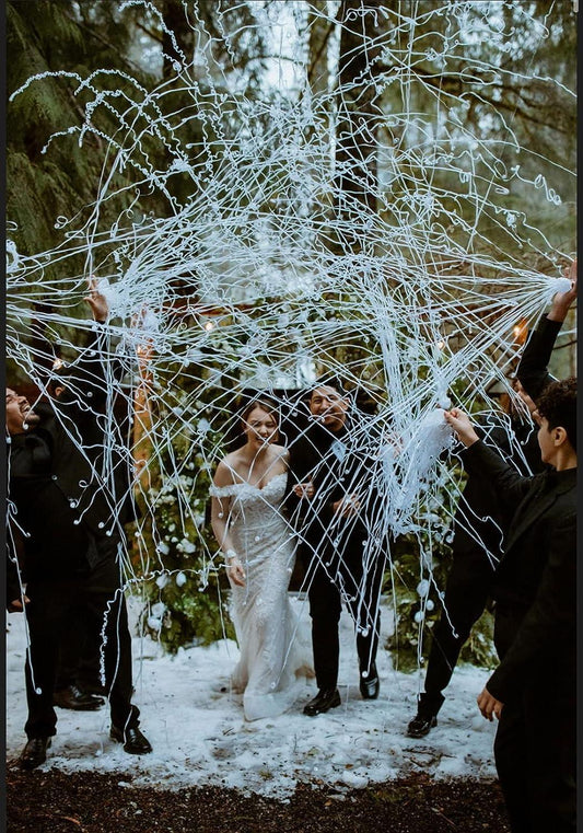 No Mess Streamers Poppers, White Hand Throw No Mess Paper Crackers for Wedding Send off ideas - Lasercutwraps Shop