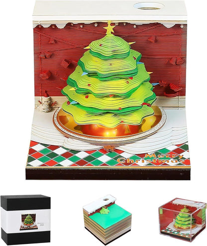 2024 3D Art Christmas Tree Calendar Memo Pad/ Rip Away Paper Carving Sticky DIY Note - Lasercutwraps Shop