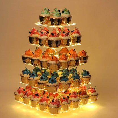 LED Cupcake Stand / Elegant Acrylic Display Tower for Birthdays, Weddings & Events - Lasercutwraps Shop