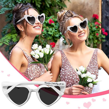 50Pcs Black and White Wedding Sunglasses Wedding Favors for Guests Heart Shaped Sunglasses Bachelorette Birthday Gifts