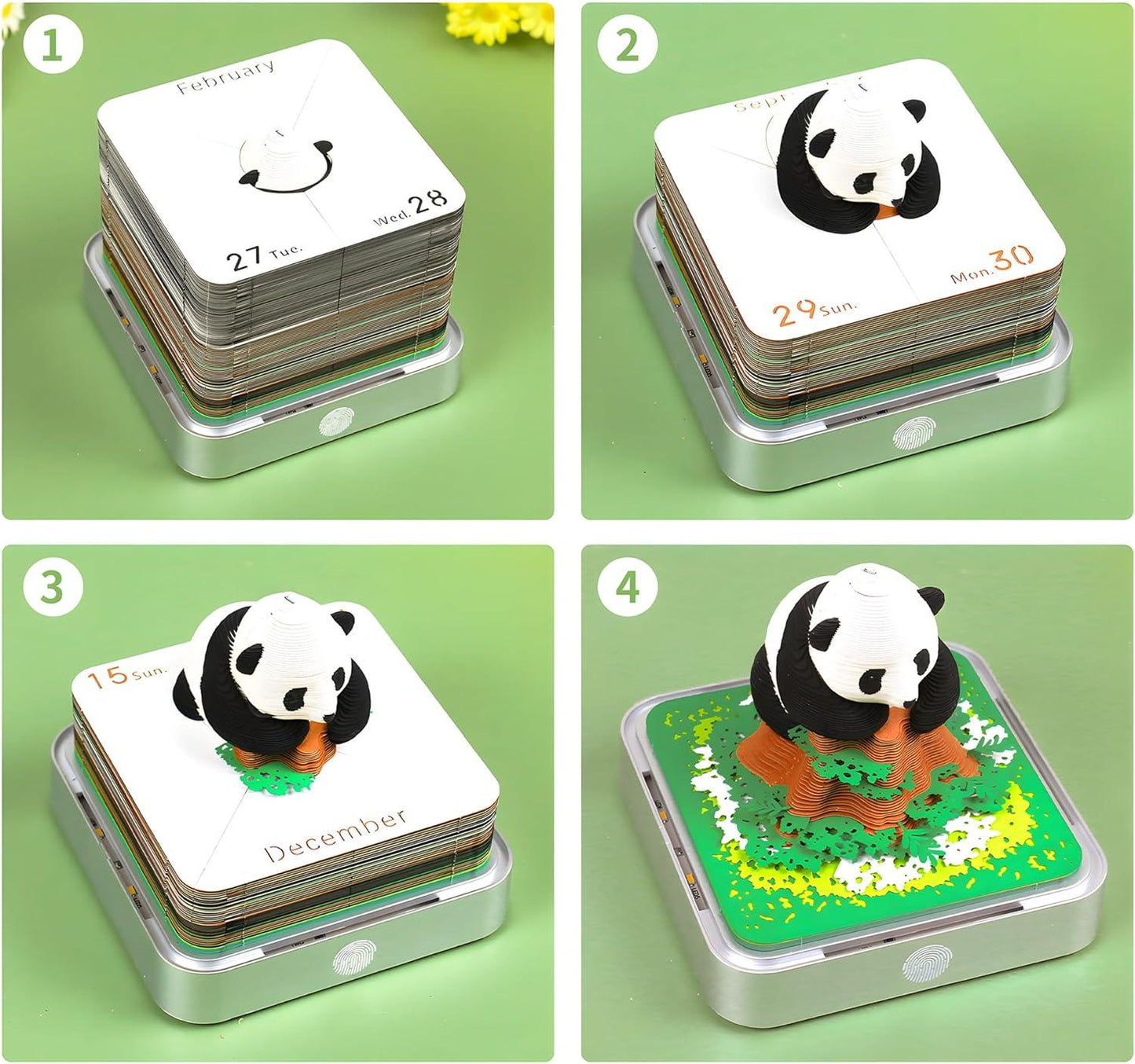 2024 3D Art Climbing Panda Calendar Memo Pad / Tear Away Paper Carving Sticky Note - Lasercutwraps Shop