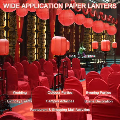 20 Pcs Red Paper Lanterns Chinese New Year Decorative Round Paper Lanterns for Spring Festival
