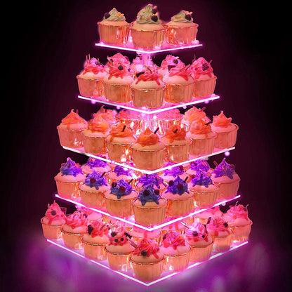 LED Cupcake Stand / Elegant Acrylic Display Tower for Birthdays, Weddings & Events - Lasercutwraps Shop