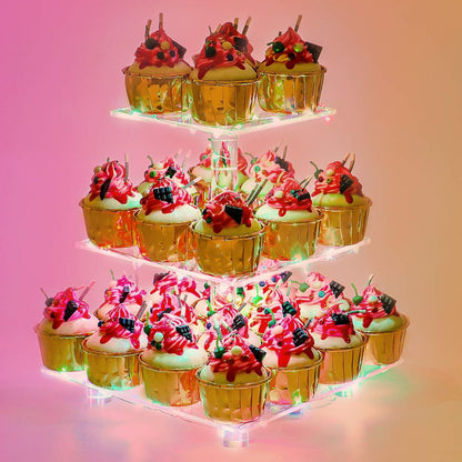 LED Cupcake Stand / Elegant Acrylic Display Tower for Birthdays, Weddings & Events - Lasercutwraps Shop