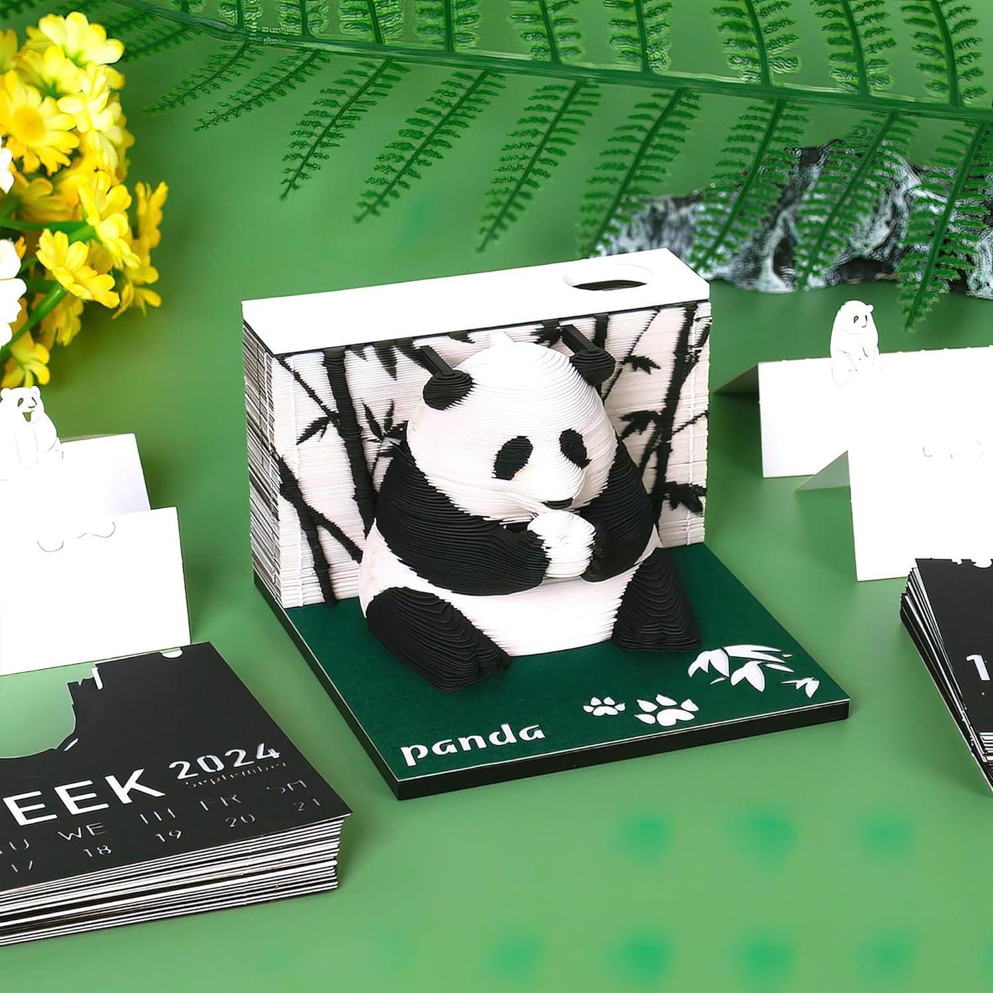 2024 3D Art Panda Calendar Memo Pad / Rip Away Paper Carving Sticky DIY Note - Lasercutwraps Shop