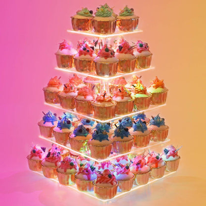 LED Cupcake Stand / Elegant Acrylic Display Tower for Birthdays, Weddings & Events - Lasercutwraps Shop