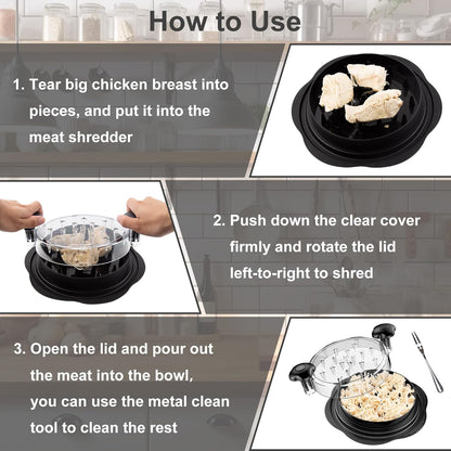 ShredEazy™ Visible Meat & Chicken Shredder Tool with Brush & Fork for Chicken, Pork, Beef