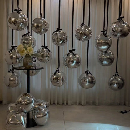 12-Pack Silvery Mirror 4D Spherical Aluminum Foil Balloons Set