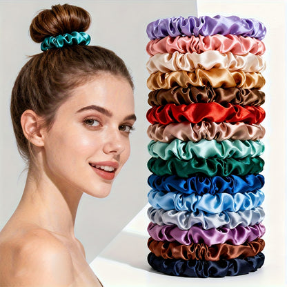 19pcs Set Non-Damaging Thin Scrunchies Hair Ties for Women & - Multi-Color Mix