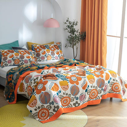 Boho Cartoon Flower Cotton Blanket