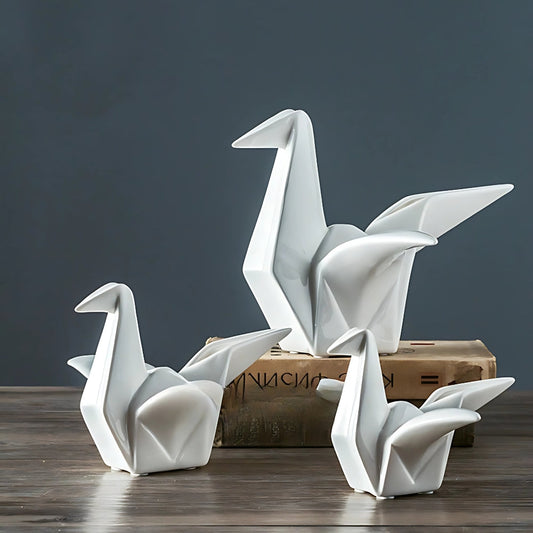 Origami-Inspired Ceramic Bird Statue