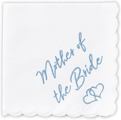 Something Blue for Bride on Wedding Day - Mother of the Bride Gifts, Bridal Wedding Hankie - Mom Handkerchief