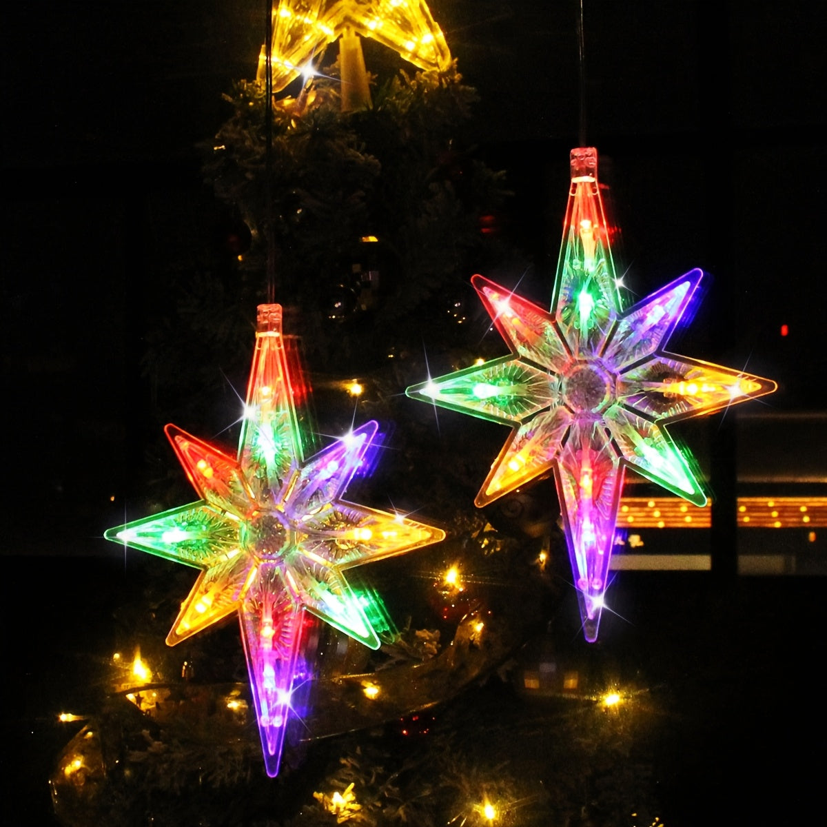 2pcs, Polaris Suction Cup String Lights, Christmas Decorations, Indoor, Battery Operated