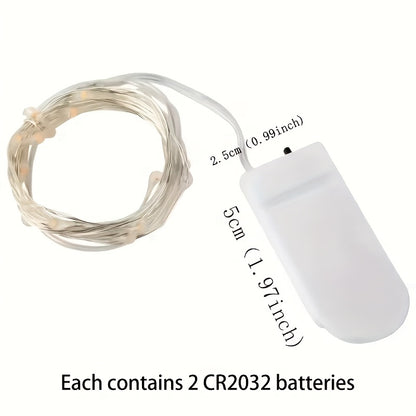 12pcs Warm White Fairy Lights String - 20 LEDs Powered By Battery Silvery Wire