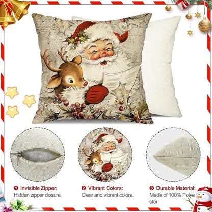 Santa's Charm Farmhouse Cushion Cover