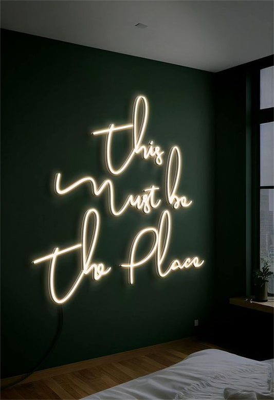 This Must Be The Place Neon Sign – Warm White LED Wall Light for Bedroom & Aesthetic Room Decor