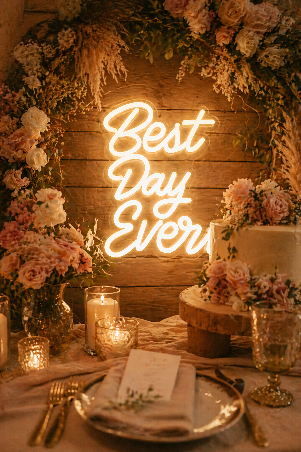 Best Day Ever Neon Sign LED Wedding Decor Reception Party Backdrop Light