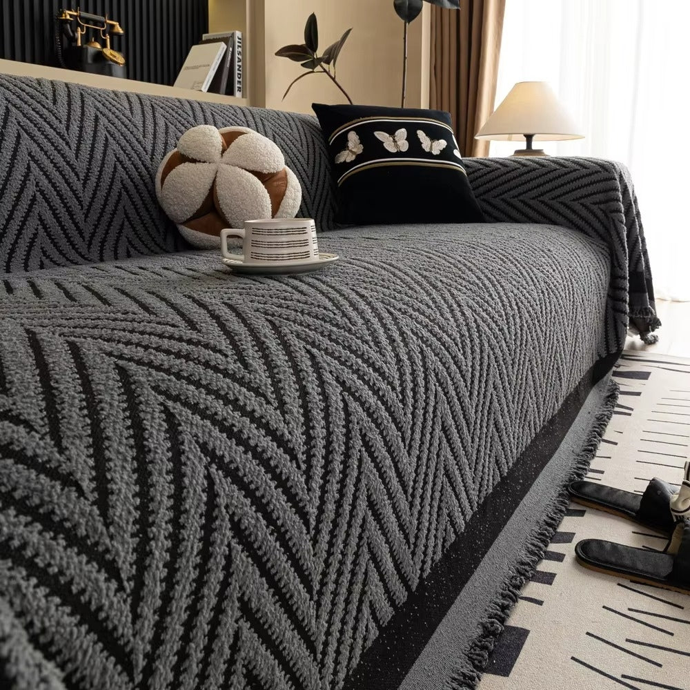Chevron Herringbone Tassel Sofa Cover