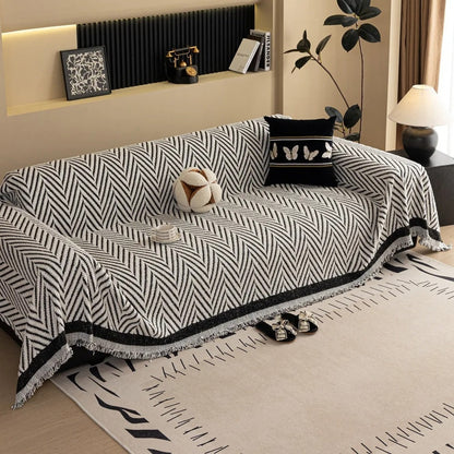 Chevron Herringbone Tassel Sofa Cover