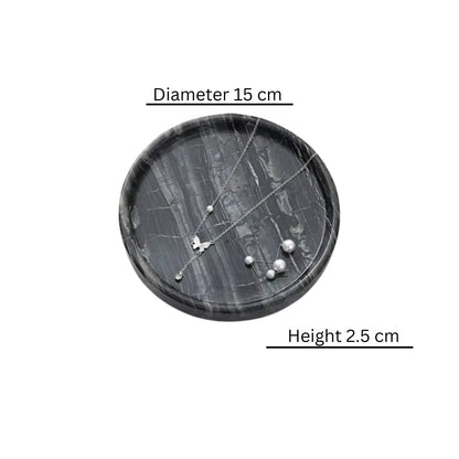 Circular Black Marble Jewelry Tray