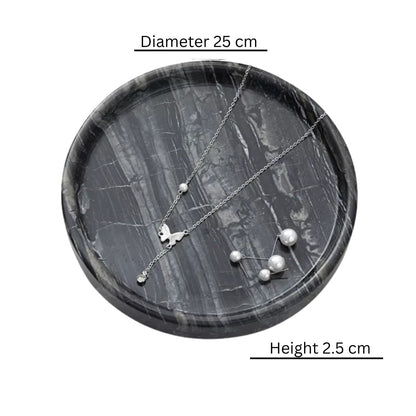 Circular Black Marble Jewelry Tray