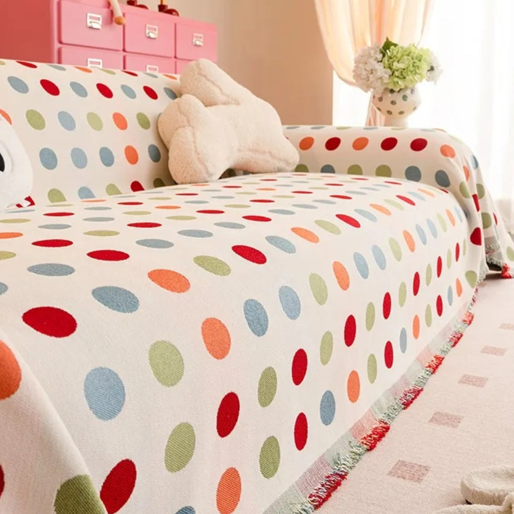 Colorful Polka Dot Sofa Cover