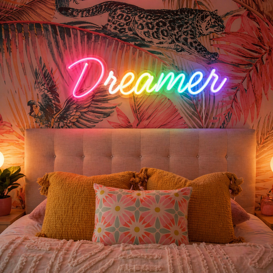 Dreamer Rainbow Neon Sign LED Wall Decor for Bedroom Aesthetic Room