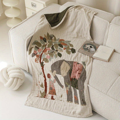 Elegant Floral Print Bath Towel Blanket