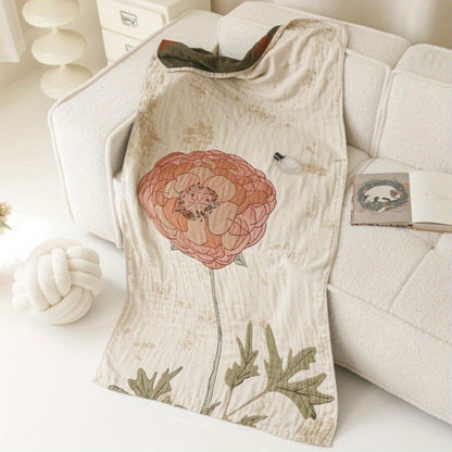 Elegant Floral Print Bath Towel Blanket