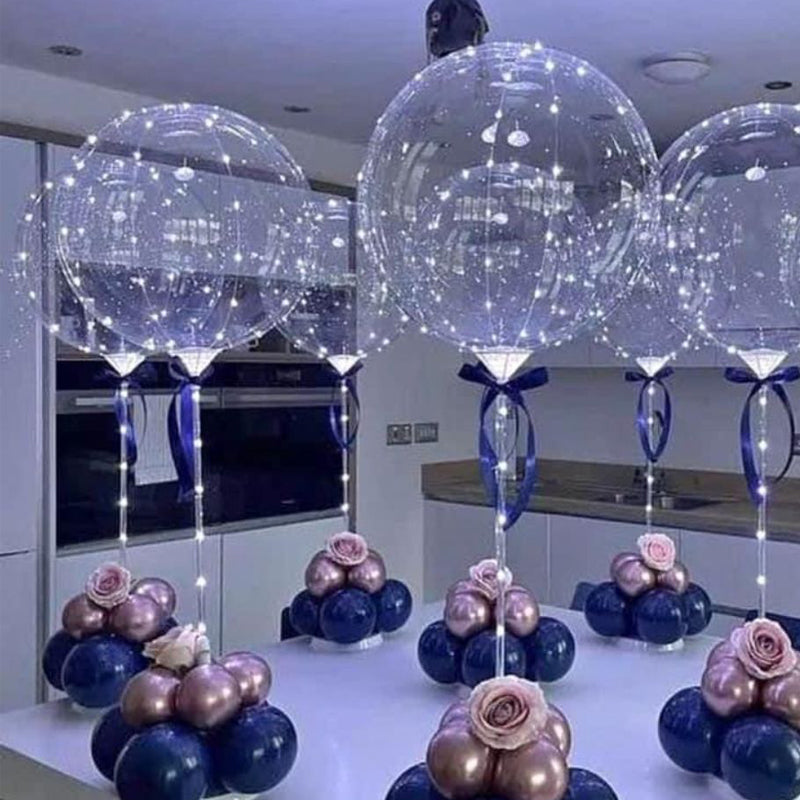 Elegant Light Up Bobo Balloon Centerpiece / Romantic LED Wedding Table Decor with Rose Balloon Base